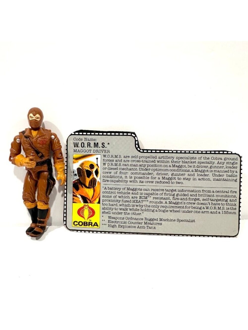 Vintage 1980s G.I. Joe COBRA W.O.R.M.S. Maggot Driver & File Card